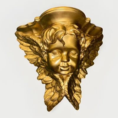 Бра настенное Golden Cherub винтажное ангельское лицо французский стиль смола бывшее в употреблении - Изображение 1 из 4