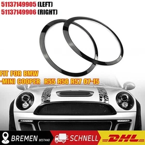 Glanz Schwarz Scheinwerfer Zierring Blende Für 07-15 BMW Mini Cooper R55/R56/R57 - Bild 1 von 20