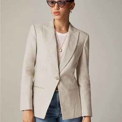 J Crew льна слоновой кости высокий Александра блейзер в эластичной льняной смеси женщин размер T8 - Изображение 1 из 4