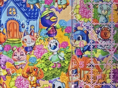 100% Cotton Woven Novelty Fabric Video Game Animal Crossing By The 1/4 Yard 9x56