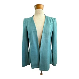 Carl Kapp Size 12 M 10 US Teal Blue Turquoise Viscose Open Front Jacket  - Picture 1 of 12
