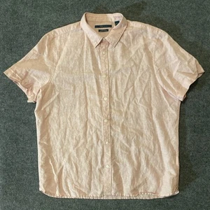 Perry Ellis Linen Blend Shirt Mens XL Pink Short Sleeve Beach Summer Boating - Picture 1 of 9