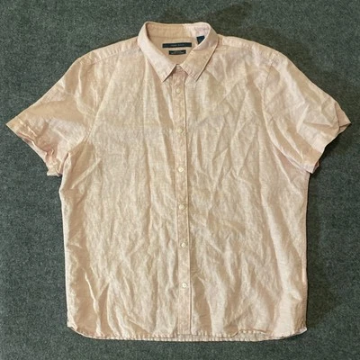 Perry Ellis Linen Blend Shirt Mens XL Pink Short Sleeve Beach Summer Boating - Image 1 of 4