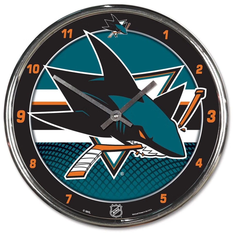 Круглые хромированные настенные часы San Jose Sharks - Изображение 1 из 1