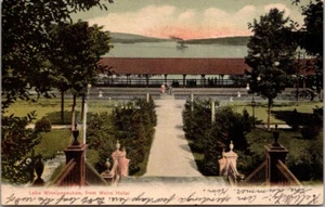 Postcard Lake Winnipesaukee from Weirs Hotel NH B&M Railroad Depot Train Station - Picture 1 of 2