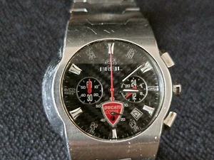 BREIL DUCATI GENTS CHRONOGRAPH WATCH BLACK & CHROME DIAL BRUSHED STAINLESS STEEL - Picture 1 of 9
