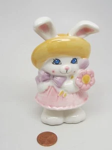BEAUTIFUL Ceramic BUNNY Rabbit RUSS LITTLE GIRL PINK DRESS READY for EASTER 4.5" - Picture 1 of 5