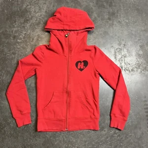 Harajuku Lovers Hoodie Youth 10 Red Full Zip Y2K Preowned - Picture 1 of 17
