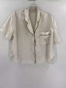 Vintage Victoria's Secret Gold Label elfenbeinfarbenes Pyjama-Oberteil Damen Knopfleiste MEDIUM - Bild 1 von 9