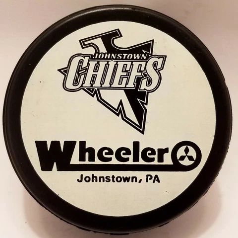 2000'01 JOHNSTOWN CHIEFS Wheeler ECHL HOCKEY PUCK AD BACK Cover