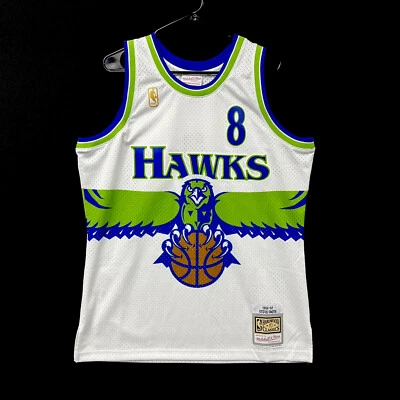 Camiseta deportiva de baloncesto Mitchell & Ness NBA Hawks Smith #8 para hombre parte superior blanca #617 Foto 1 de 4