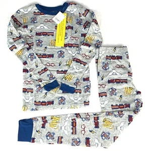 Harry Potter Owl Train Boy / Girl 2-Piece Grey Cotton Pajama Set NWT Pick Size - Picture 1 of 3
