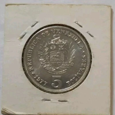  1977 Venezuela 5 Bolivares Uncirculated Coin-Nice Luster KM#Pn49 Free Post - Image 1 of 4