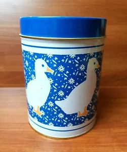 Vintage Metal Duck Kitchen Tin Canister Blue White Retro 70's Decor - Bild 1 von 10