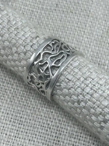 Anillo 'garabateo' banda ancha calada plata IBB de colección años 90 talla O 925 - Imagen 1 de 11