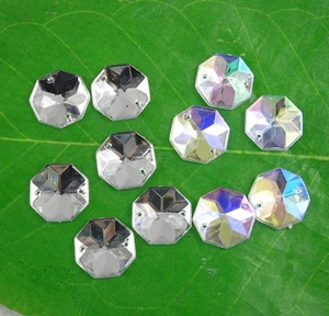 campanario facetado 8 esquinas 15 mm cristal acrílico parte posterior plana coser estrás aplique - Imagen 1 de 6