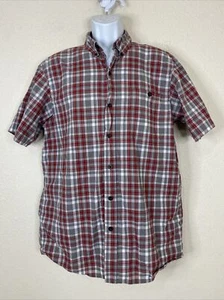 Red Head Men Size L Red/Gray Plaid Button Up Shirt Short Sleeve Pocket - Picture 1 of 4