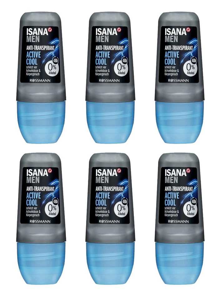 6 x 50ml | ISANA MEN Anti-Transpirant Active Cool