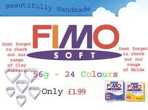 FIMO Soft 56g Polymer Clay 30 Colours 5cm x 5cm Modelling Jewellery Craft Art - Picture 1 of 37