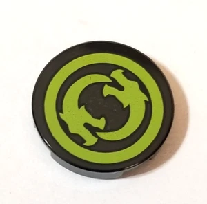 LEGO NEW 2x2 Round Tile Black with Lime Dragon Head Swirl 14769 (YOU CHOOSE QTY) - Picture 1 of 1