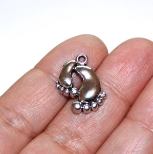 Footprint Charms Antique Silver Tone (15 charms in one lot) Baby - Picture 1 of 2