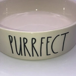 Rae Dunn Cat Food Dish White with Black Lettering - Picture 1 of 6