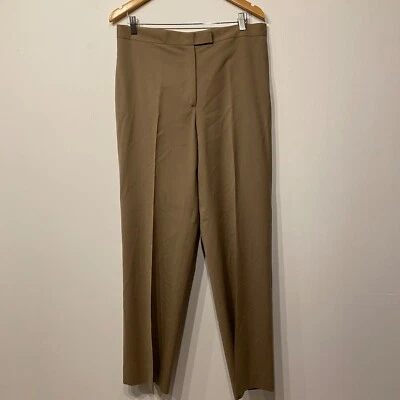 Pantalones de vestir Zanella tostados sin forro frente plano pierna recta ancha talla 12 Foto 1 de 4