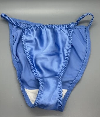 Bikini Victoria's Secret 100 % seda satinado tanga grande azul NUEVO DE COLECCIÓN etiqueta dorada Foto 1 de 4