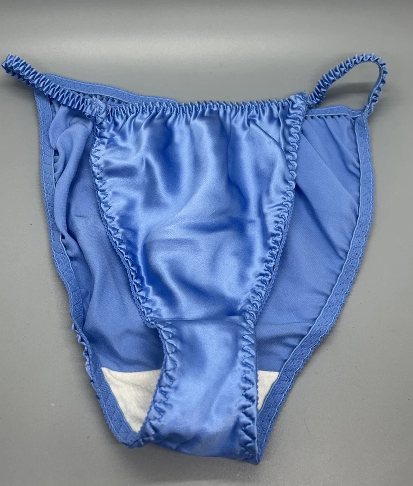 Bikini Victoria's Secret 100 % seda satinado tanga grande azul NUEVO DE COLECCIÓN etiqueta dorada Foto 1 de 4