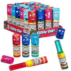 24 Count Push Pop Lollipops Assorted Flavors Strawberry Raspberry Watermelon - Picture 1 of 8