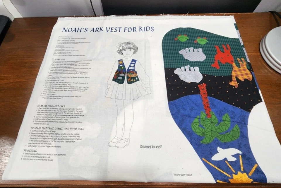 Vest Pattern Printed Material Panel Noah's Ark Sizes XS - L NEW DreamSpinners - Image 1 of 4