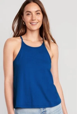 Camiseta sin mangas Old Navy para mujer talla pequeña ~ azul tanzanita relajada halter nueva con etiquetas Foto 1 de 3