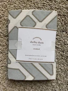 POTTERY BARN Shelby geometrisches Design Leinen/Baumwolle STANDARD Schein - NEU grau - Bild 1 von 2