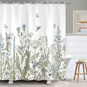 Cortina de Ducha de Tela para Pájaros Mariposa Jardín Extra Larga 84 pulgadas 72x72" - Imagen 1 de 6