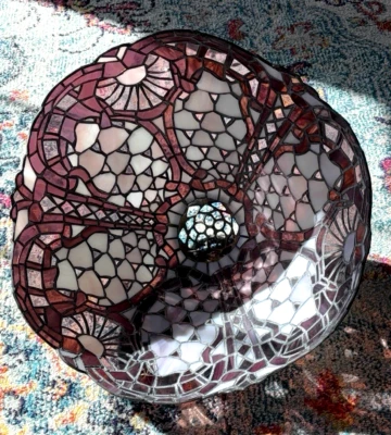 MEYDA TIFFANY STAINED GLASS LAMP SHADE PURPLE & LAVENDER 2 MATCHED SHADES AVAIL - Image 1 of 3