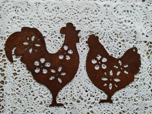 Hänger Hahn & Henne  ⚜️ H 17/ 14cm ⚜️Figur⚜️Gartendeko⚜️Terrasse ⚜️Ostern  - Bild 1 von 4