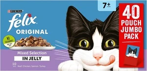 FELIX Original Senior 7+ Variety Selection in Jelly Wet Cat Food 40x85gm - Picture 1 of 8