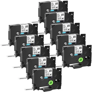 10PK Compatible with Brother Tze TZ-FA231 Fabric Iron-on Black/White Label Tape - Picture 1 of 4
