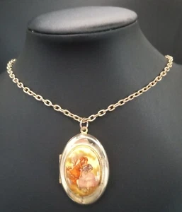 Vintage viktorianische Liebhaber Medaillon Anhänger Halskette - Bild 1 von 5