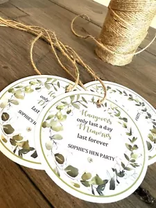 10 x personalisierte GESCHENKETIKETTEN BLUMENKATER Kristall Junggesellinnenabschied Geschenkanhänger - Bild 1 von 4