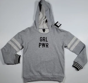 Girls Hoodie 10/12 Grl Power Gray Pullover Hoodie New - Picture 1 of 5