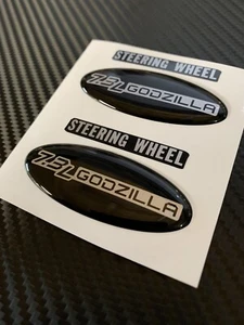 (2) Gel Coated steering wheel emblem overlays 7.3l GODZILLA F250 F350 silv/bla - Picture 1 of 2