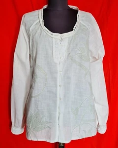 VINTAGE SOULMATE DIRNDL OKTOBERFEST TYROL COTTON WHITE WOMENS TOP BLOUSE:12/EU40 - Picture 1 of 5