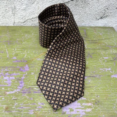 NUEVO Corbata Joseph Abboud Cuello 100% Seda Negro Dorado Hecha en Italia Foto 1 de 4