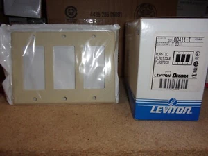 Leviton 80411-I 3-Gang Decora Plastic Standard Wallplate Cover Ivory 10-pack - Picture 1 of 3