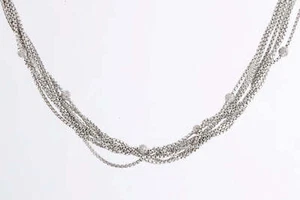 17 Zoll David Yurman 925 Silber Pflaster Diamant Kugel 8 Stränge Halskette (53,78 g) - Bild 1 von 4