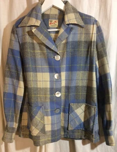 Giacca Vintage Anni '50 Donna Media ""Frisco Jac"" 100% Lana Blu Grigio Quadri in perfette condizioni - Foto 1 di 9