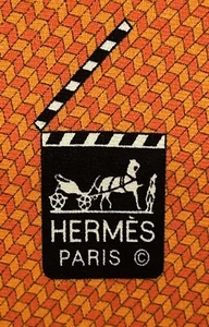 HERMES 645731 IA Orange “Clapper Board" Pattern silk Tie New without tags - Picture 1 of 6