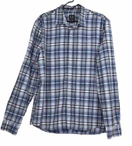 Armani Exchange Shirt Mens  Large Blue Yellow Red Checked Plaid - Picture 1 of 5
