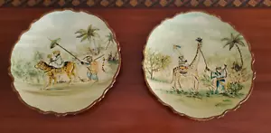 BOMBAY VINTAGE KERAMIK DEKORATIV 10" TELLER EINZIGARTIG SAFARI KUNSTWERK SET (2) - Bild 1 von 14